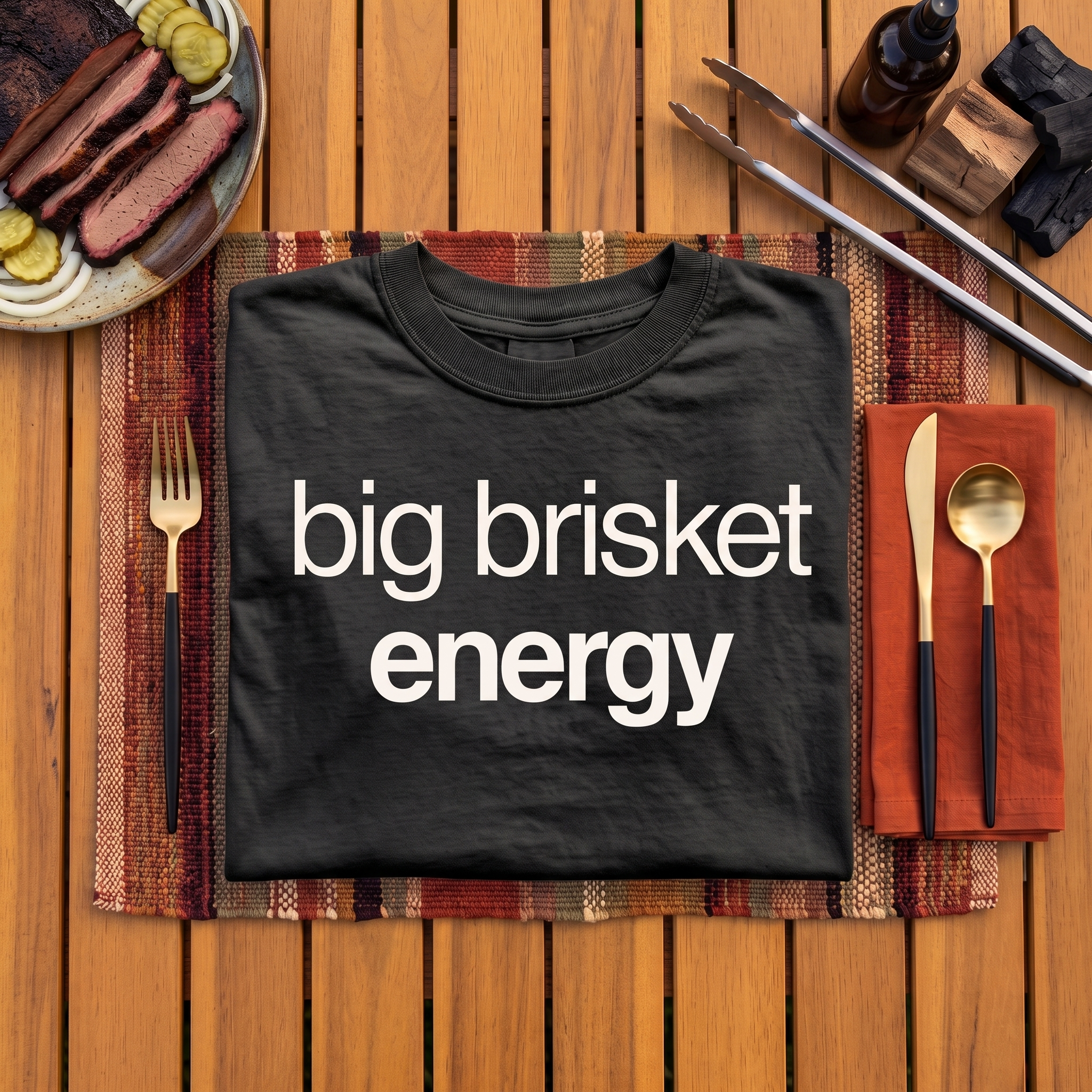 big brisket energy, garment-dyed heavyweight bbq shirt from bbq blvd
