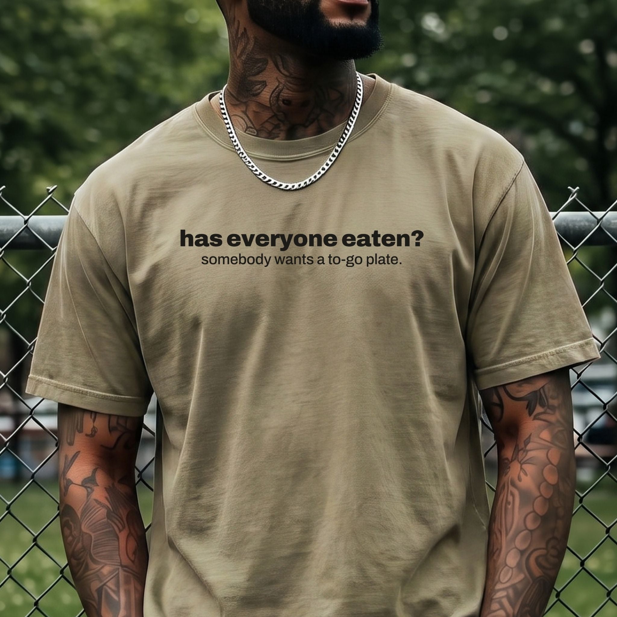 has everyone eaten? thanksgiving cookout t-shirt