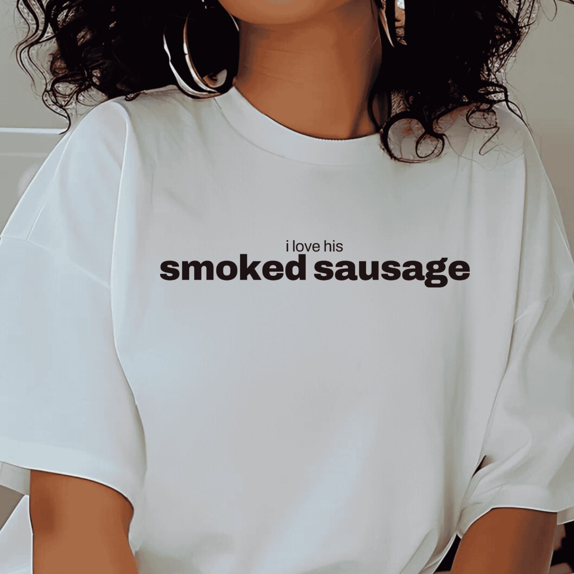 i love his smoked sausage, matching couples cookout t-shirt