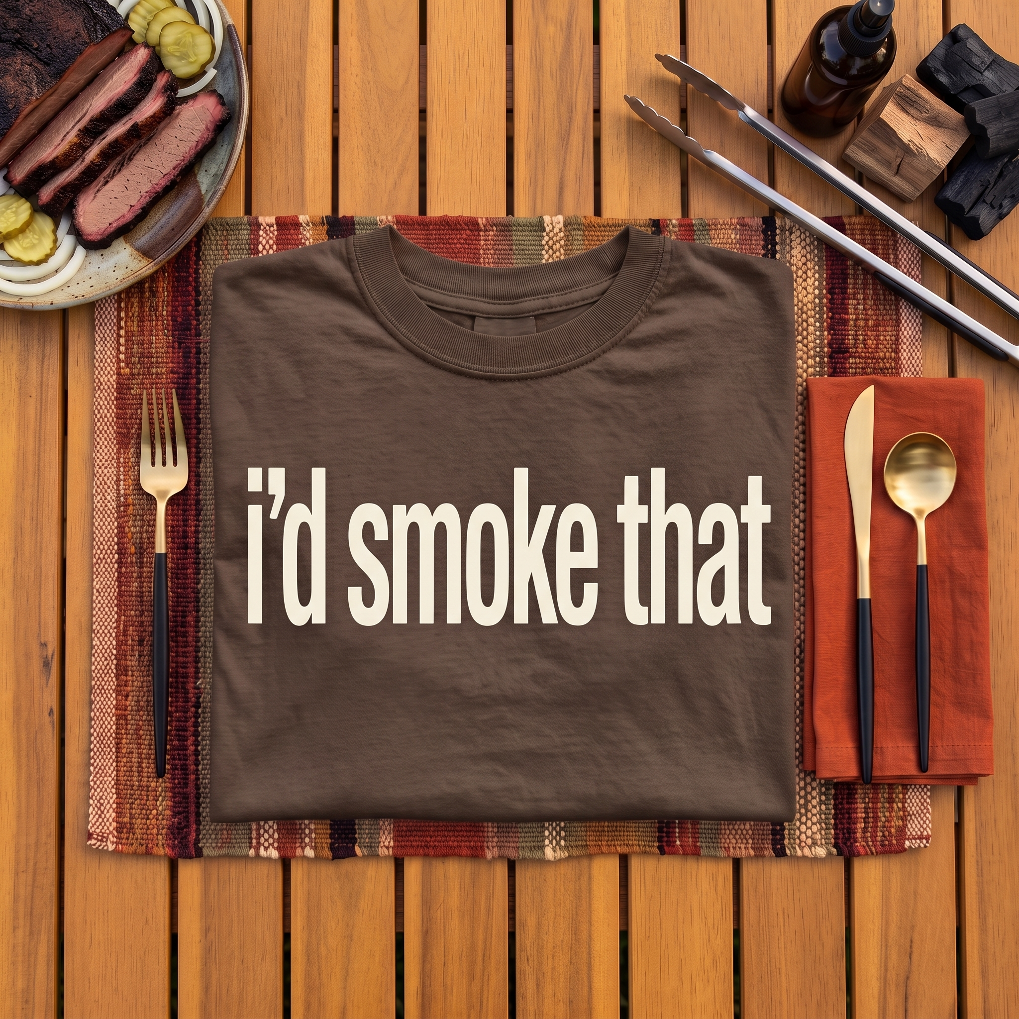 i'd smoke that, garment-dyed heavyweight bbq shirt from bbq blvd