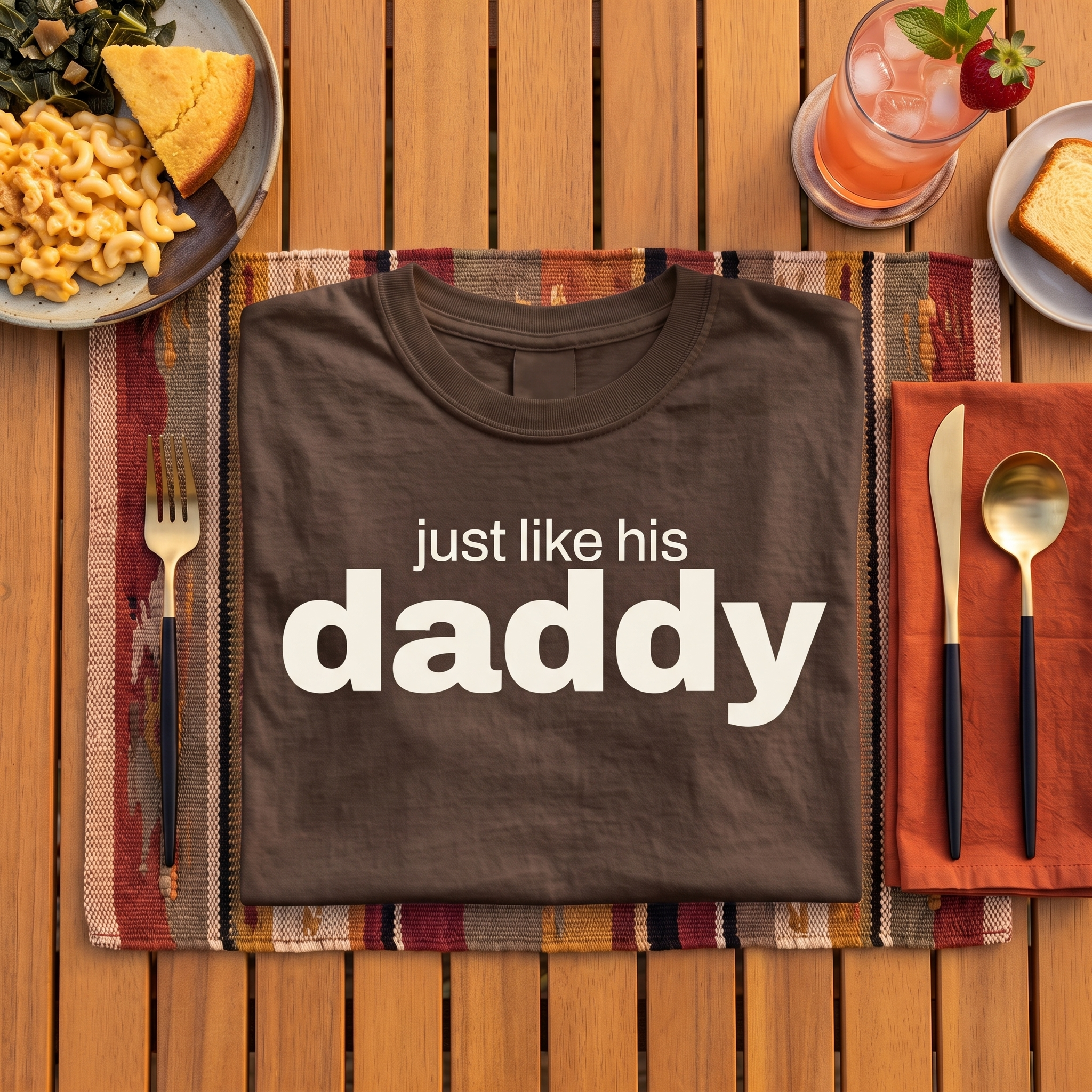 just like his daddy, garment-dyed heavyweight bbq shirt from bbq blvd