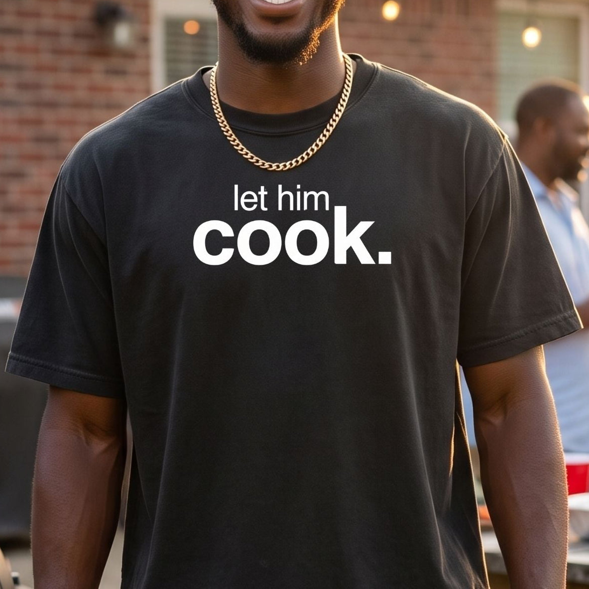let him cook, matching couples cookout t-shirt