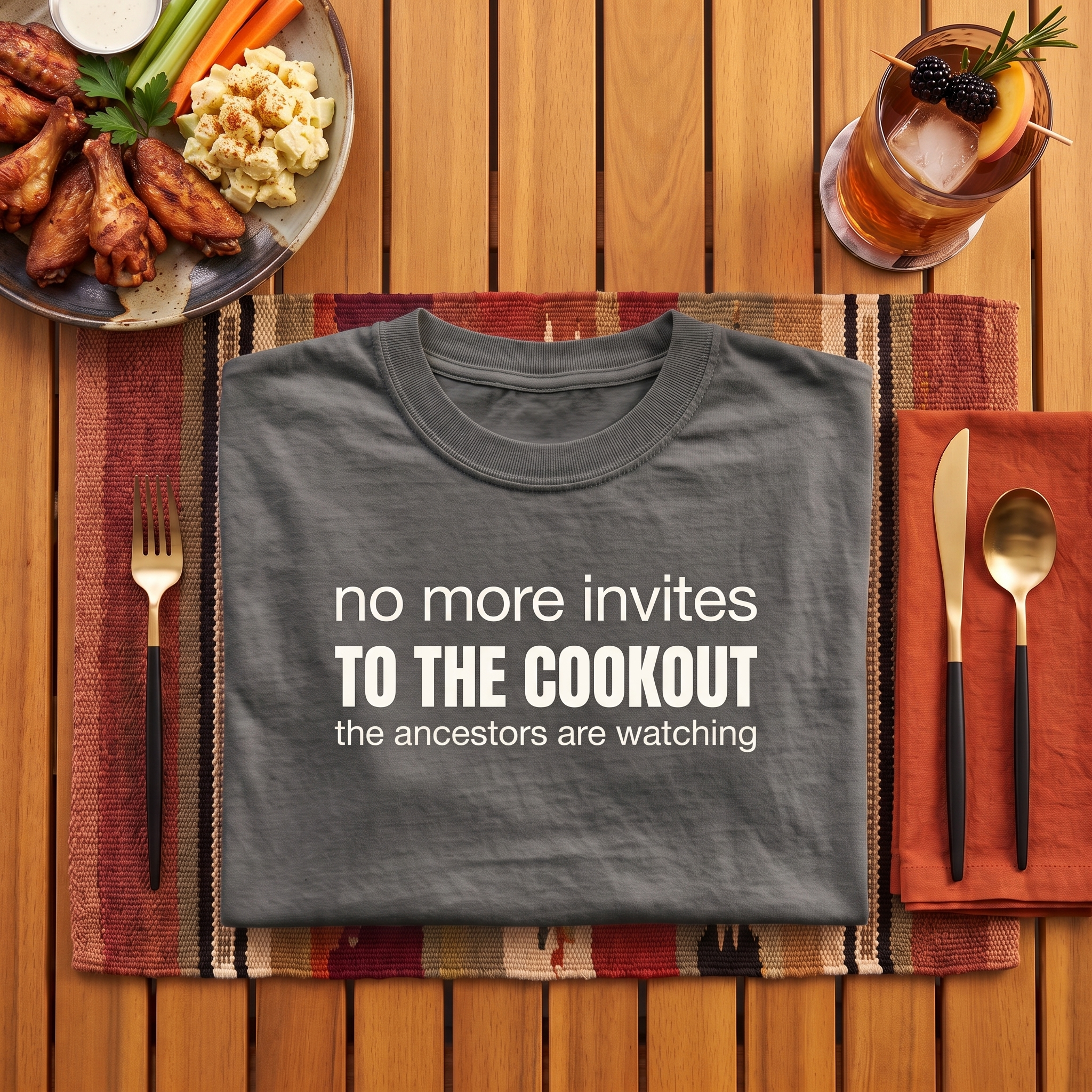 no more invites to the cookout, garment-dyed heavyweight bbq shirt from bbq blvd