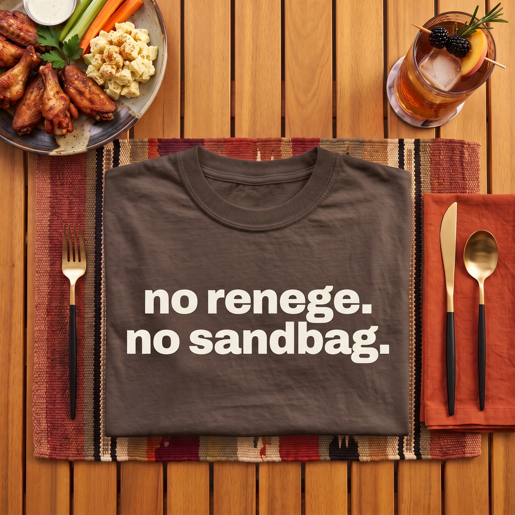no renege no sandbag, garment-dyed heavyweight bbq shirt from bbq blvd