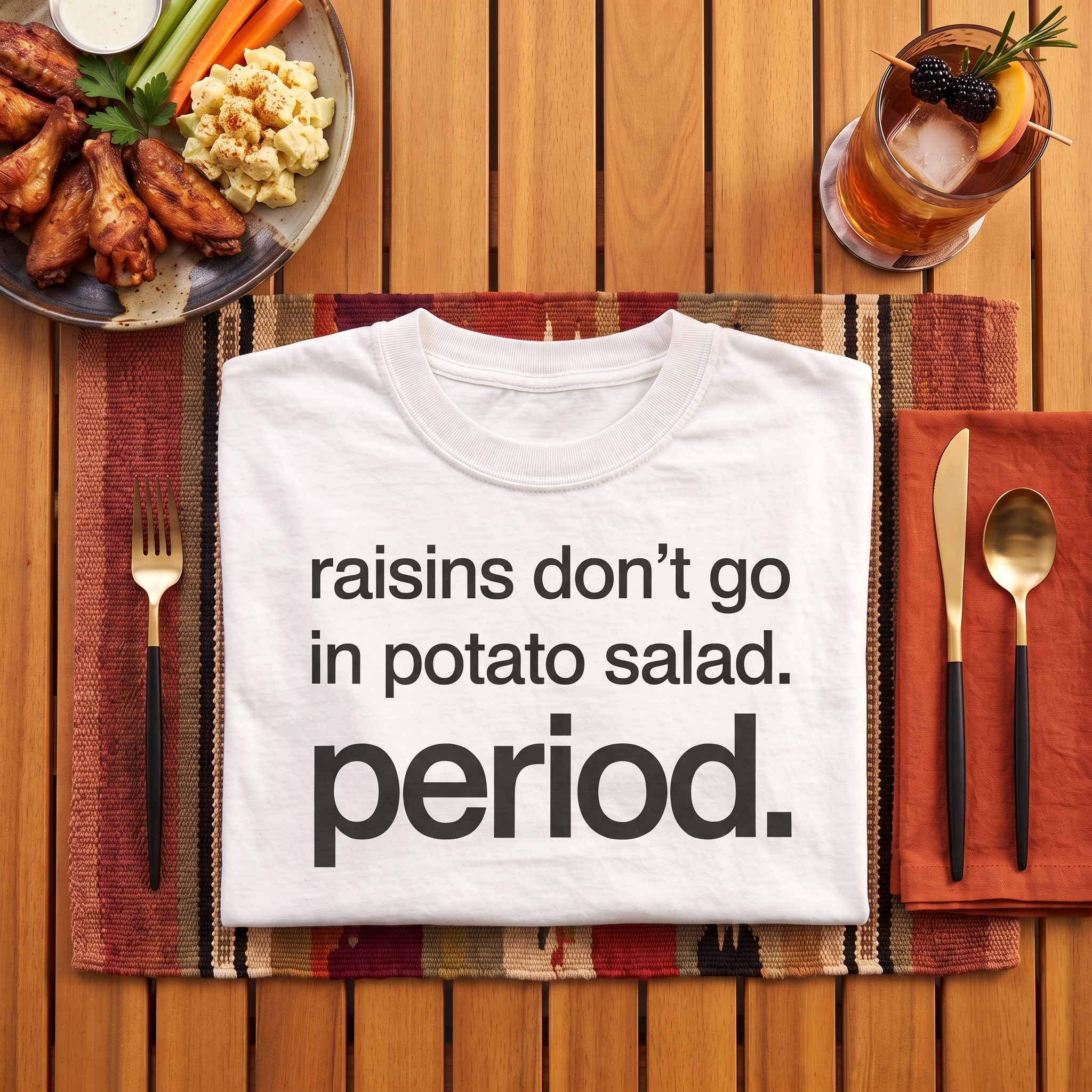 raisins don't go in potato salad. period., garment-dyed heavyweight bbq shirt from bbq blvd