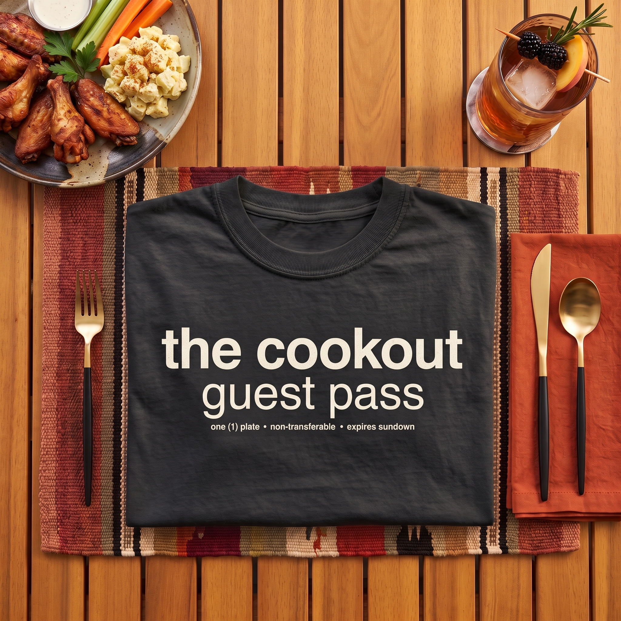 cookout guest pass, garment-dyed heavyweight bbq shirt from bbq blvd