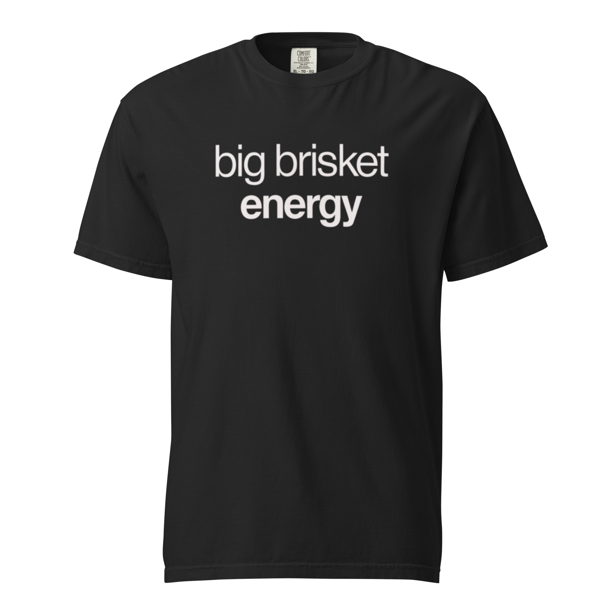 big brisket energy, black garment-dyed heavyweight bbq shirt from bbq blvd