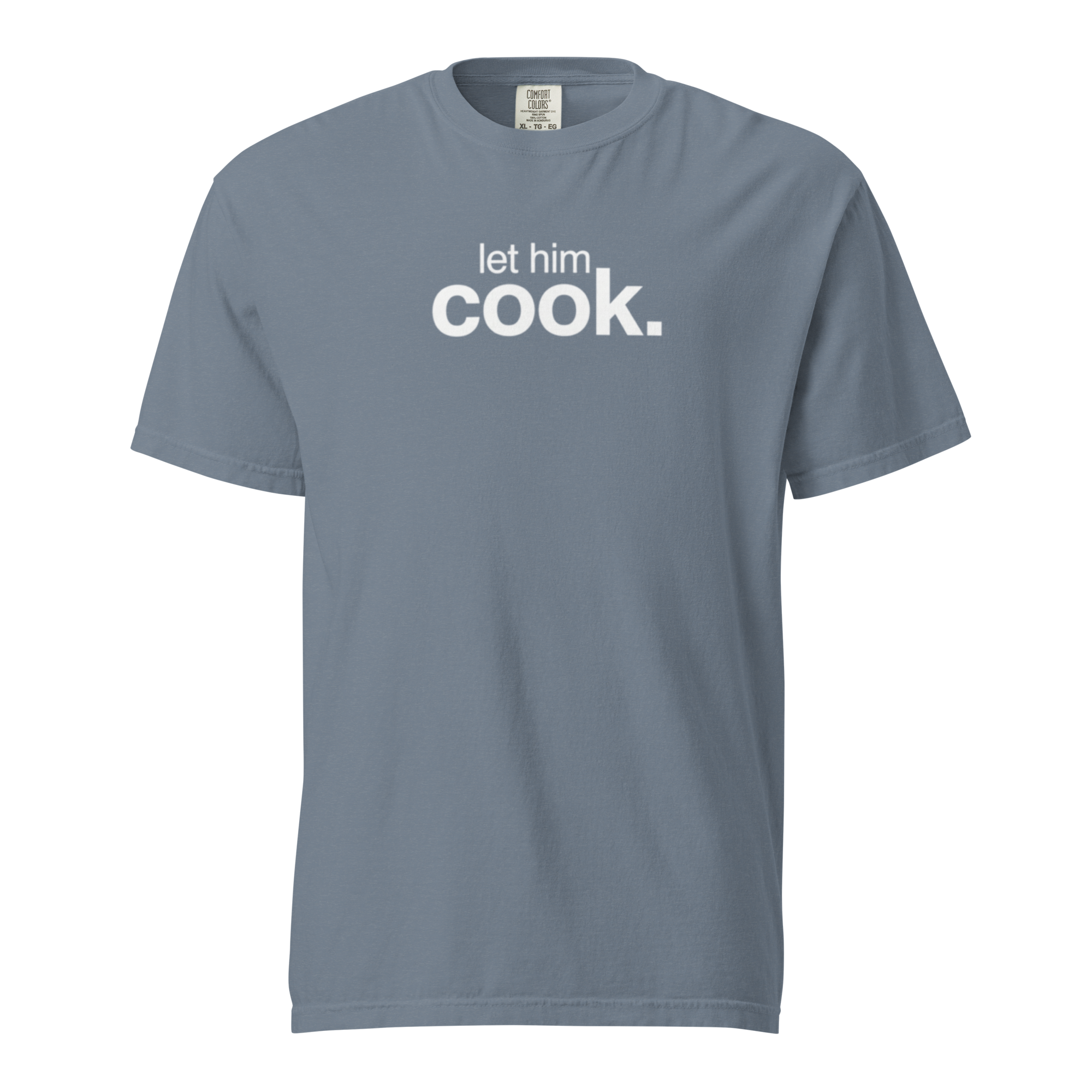 let him cook (couples), blue jean garment-dyed heavyweight bbq shirt from bbq blvd