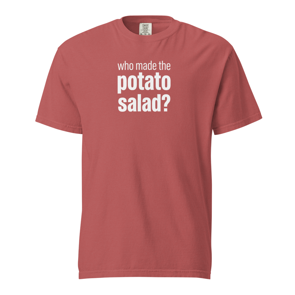 who made the potato salad?, crimson garment-dyed heavyweight bbq shirt from bbq blvd