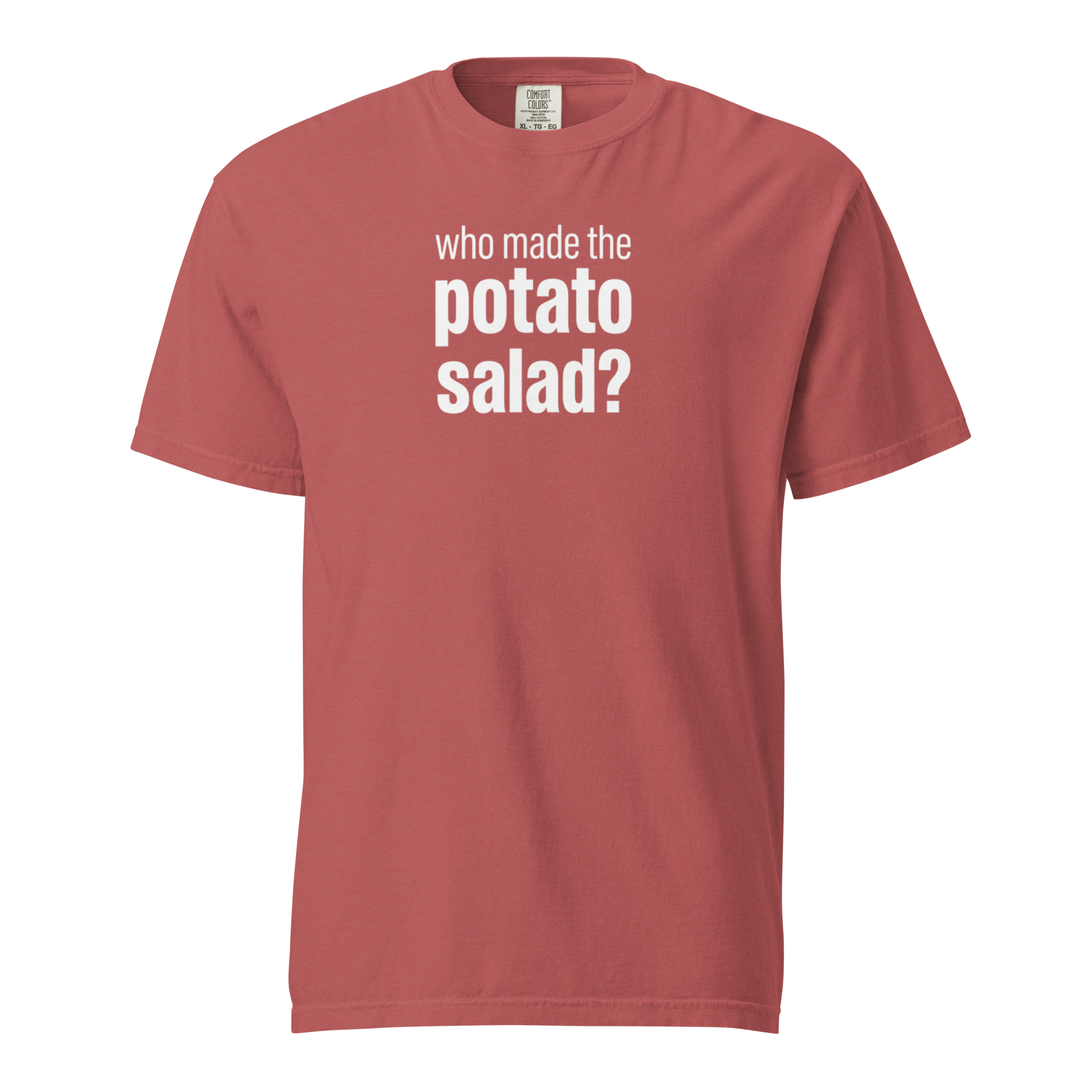 who made the potato salad?, crimson garment-dyed heavyweight bbq shirt from bbq blvd