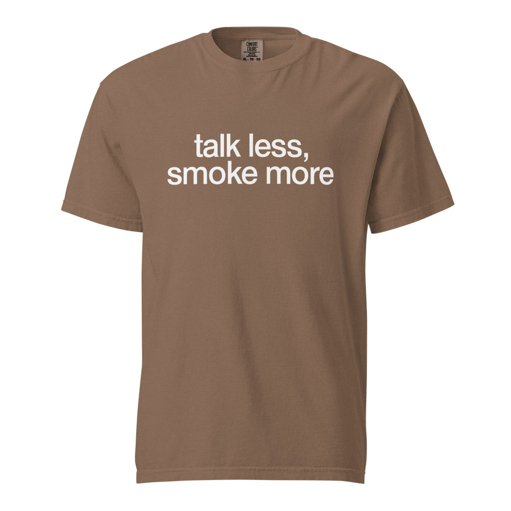 talk less, smoke more, espresso garment-dyed heavyweight bbq shirt from bbq blvd