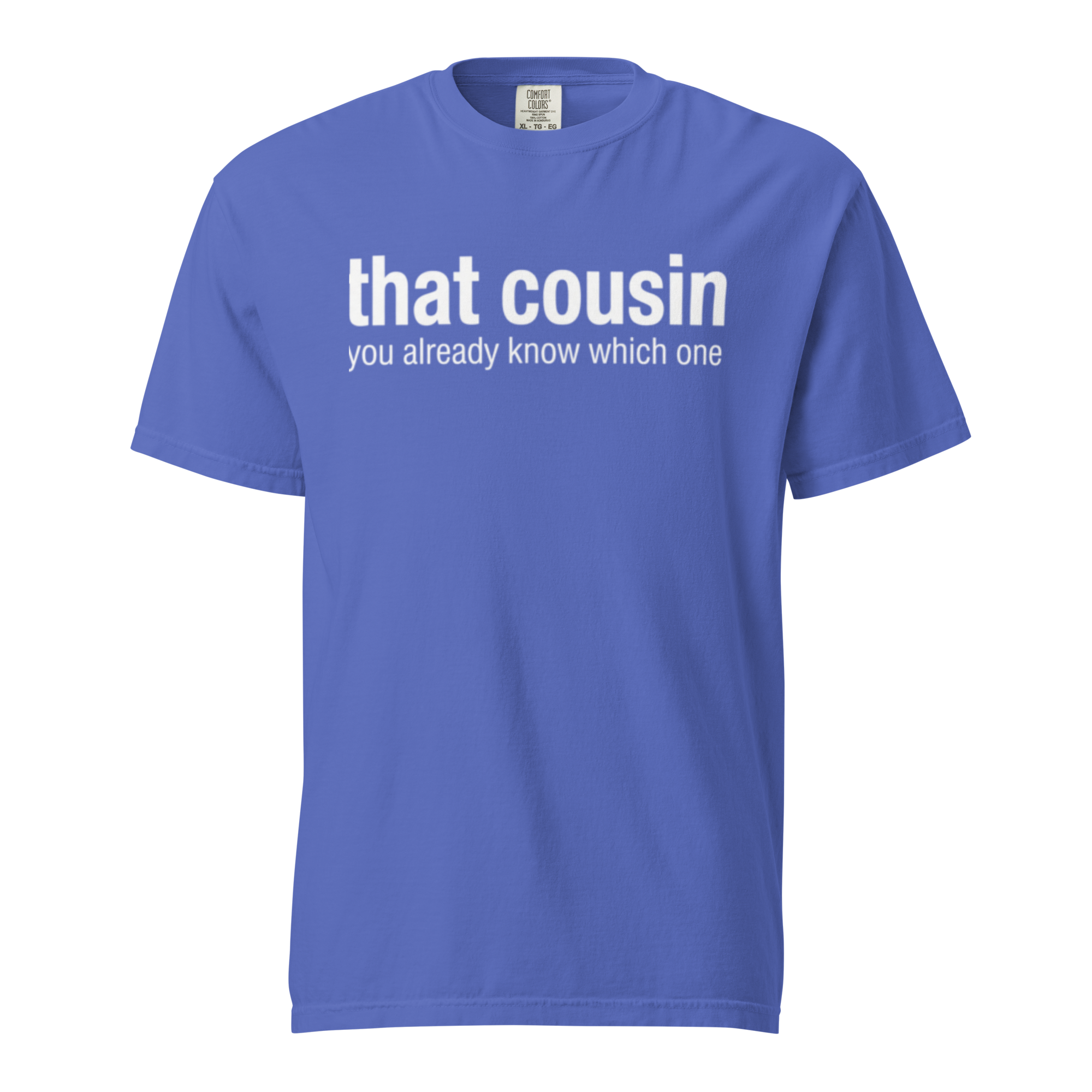 that cousin, flo blue garment-dyed heavyweight bbq shirt from bbq blvd