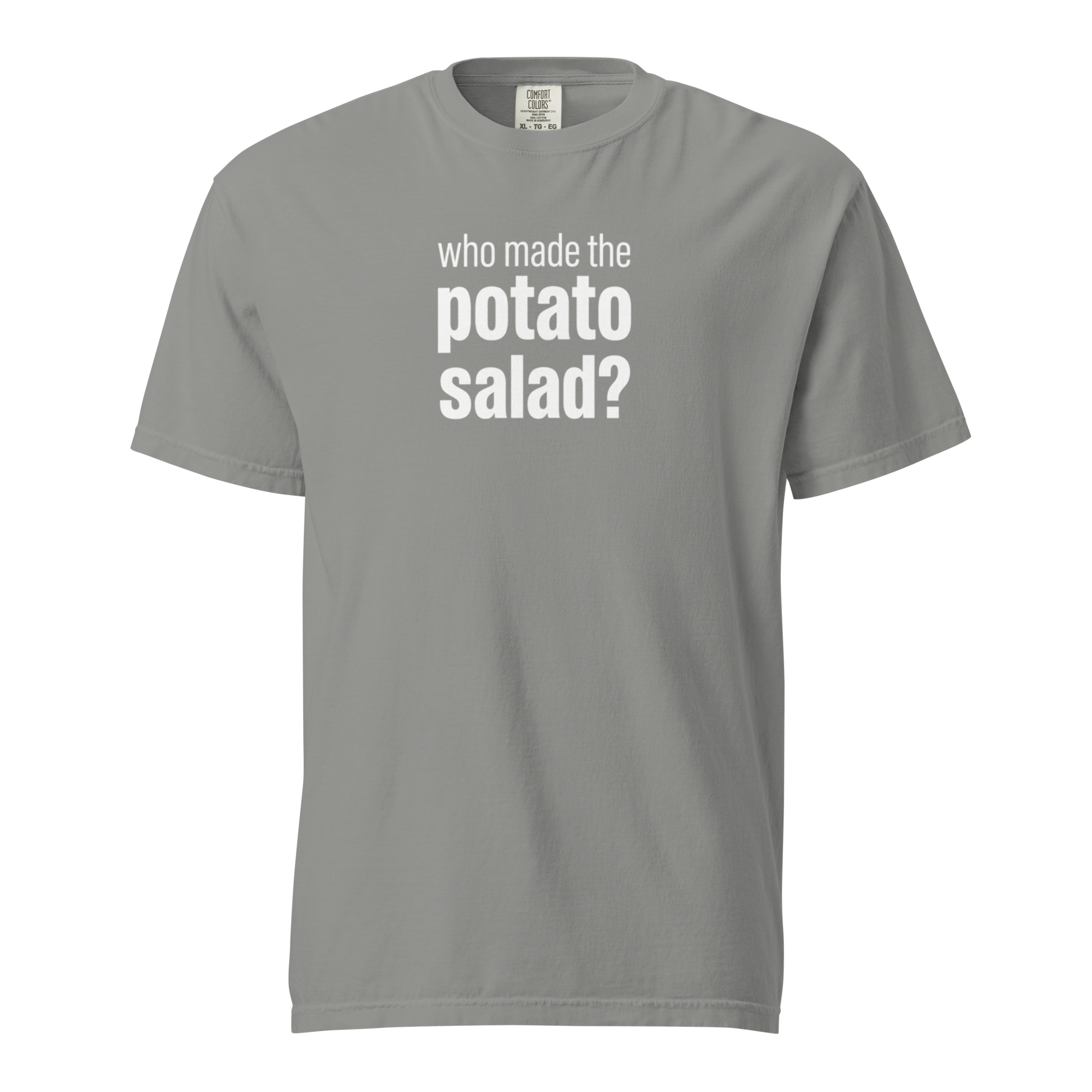 who made the potato salad?, grey garment-dyed heavyweight bbq shirt from bbq blvd