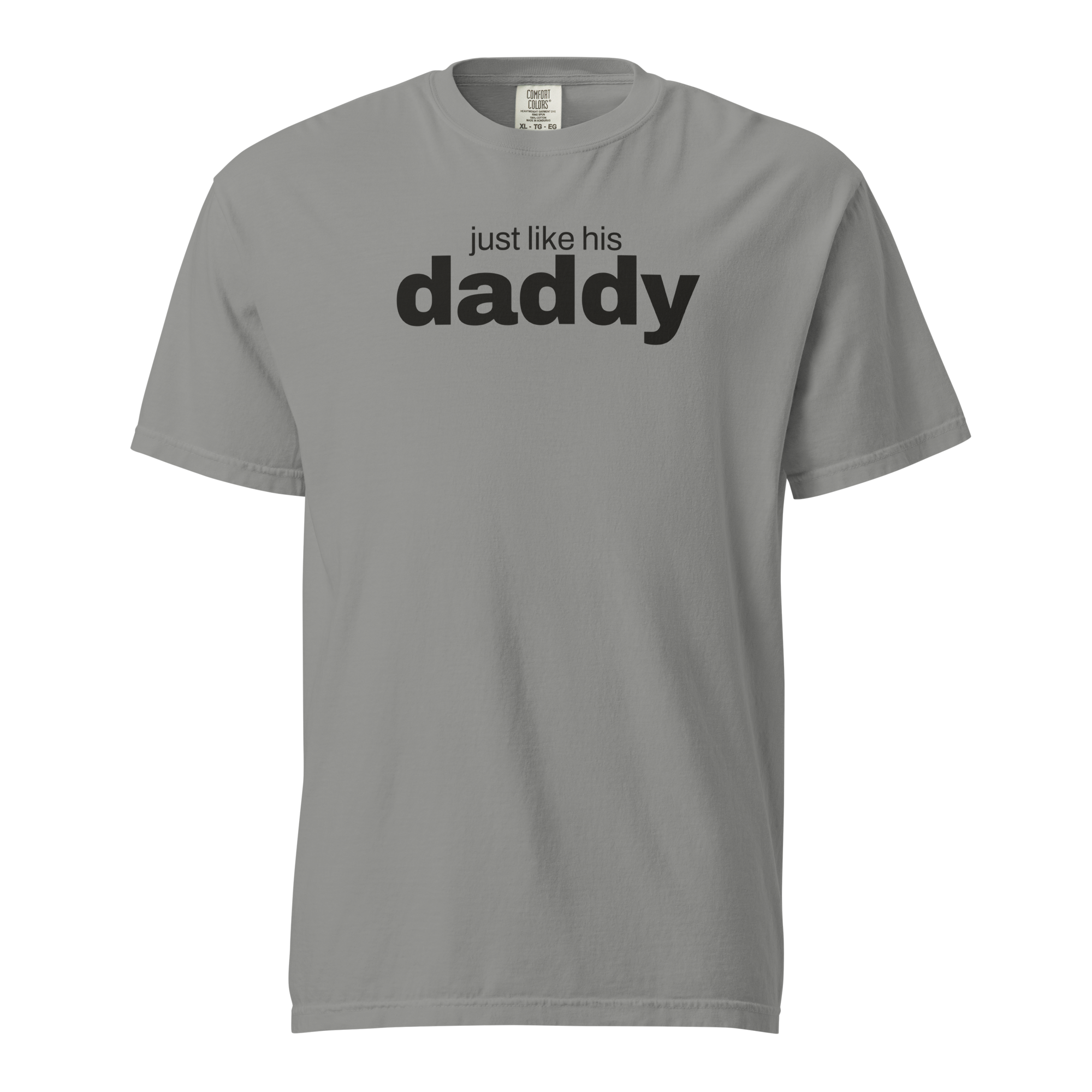just like his daddy, grey garment-dyed heavyweight bbq shirt from bbq blvd