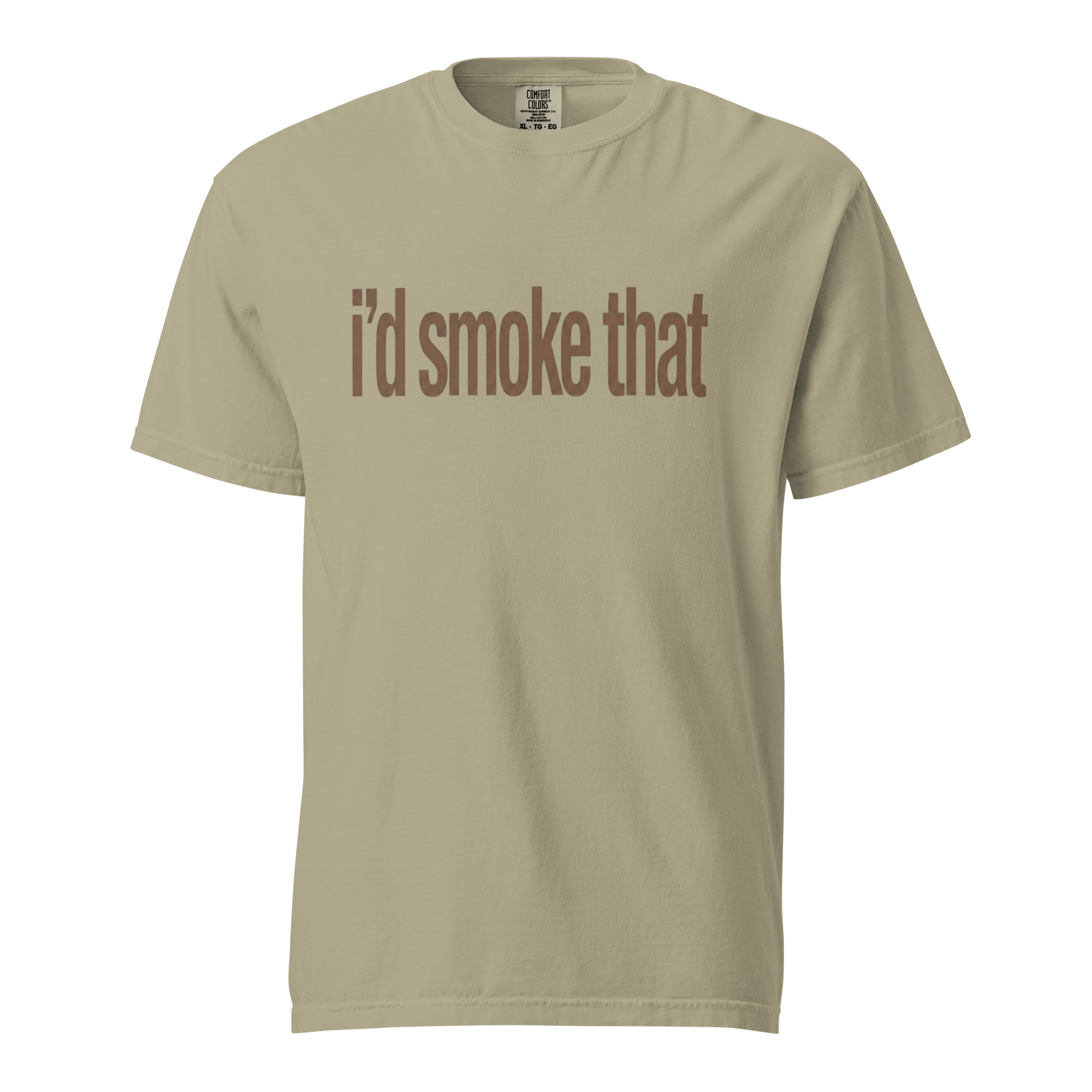 i'd smoke that, khaki garment-dyed heavyweight bbq shirt from bbq blvd