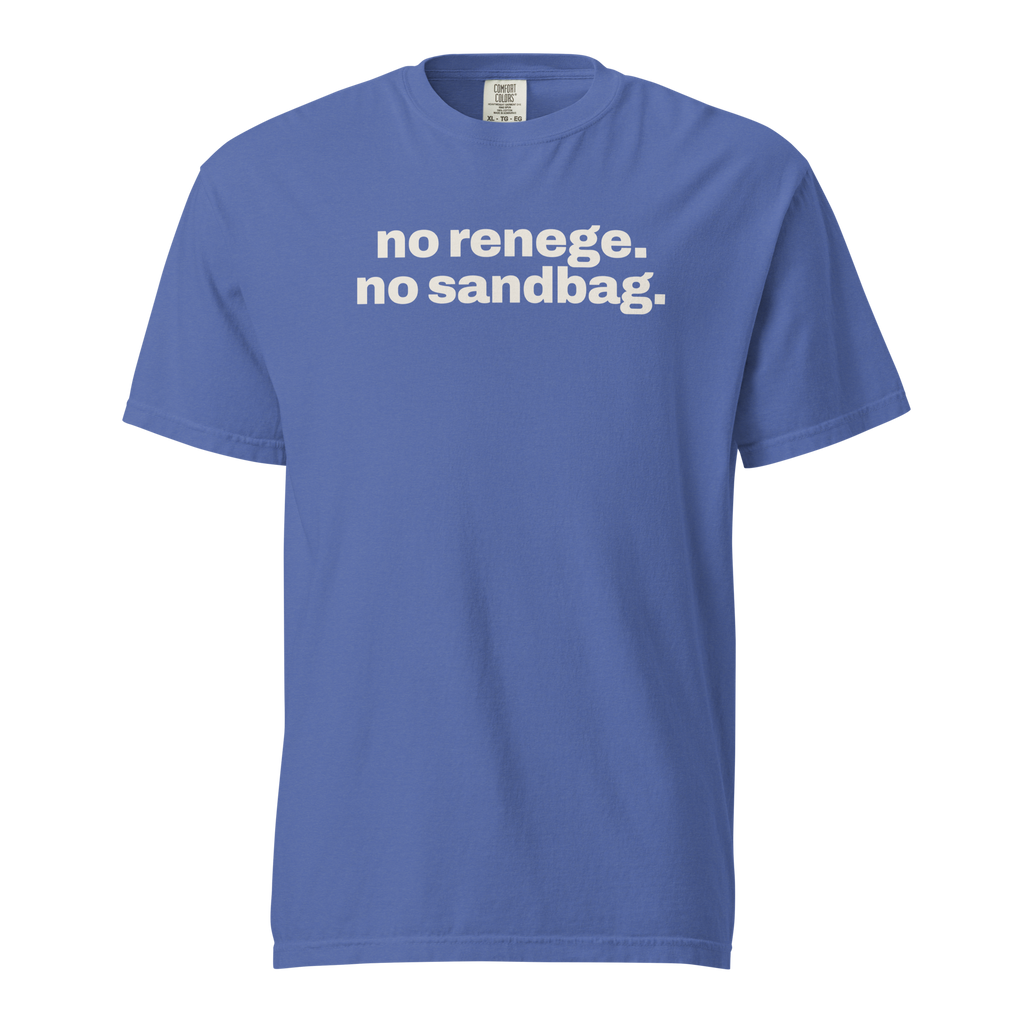 no renege no sandbag, mystic blue garment-dyed heavyweight bbq shirt from bbq blvd