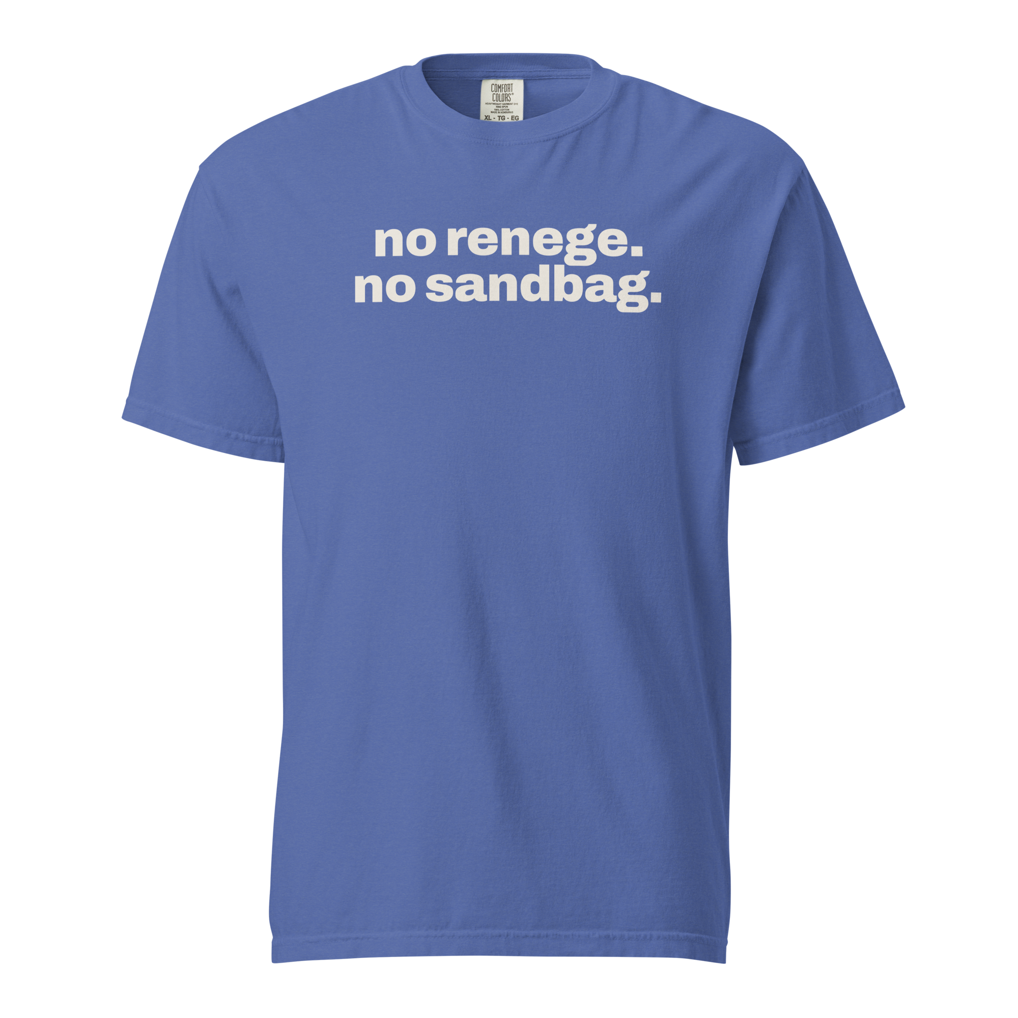 no renege no sandbag, mystic blue garment-dyed heavyweight bbq shirt from bbq blvd