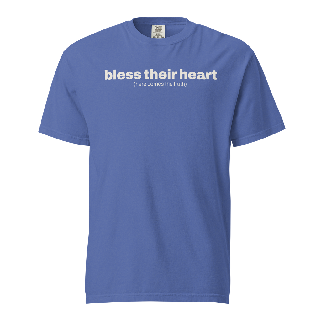 bless their heart, mystic blue garment-dyed heavyweight bbq shirt from bbq blvd