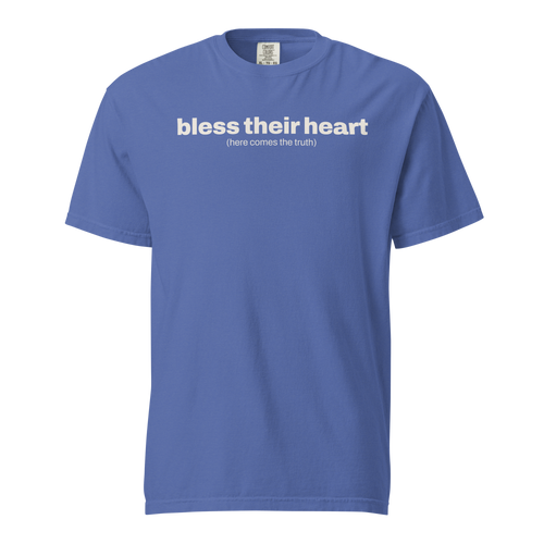 bless their heart, mystic blue garment-dyed heavyweight bbq shirt from bbq blvd