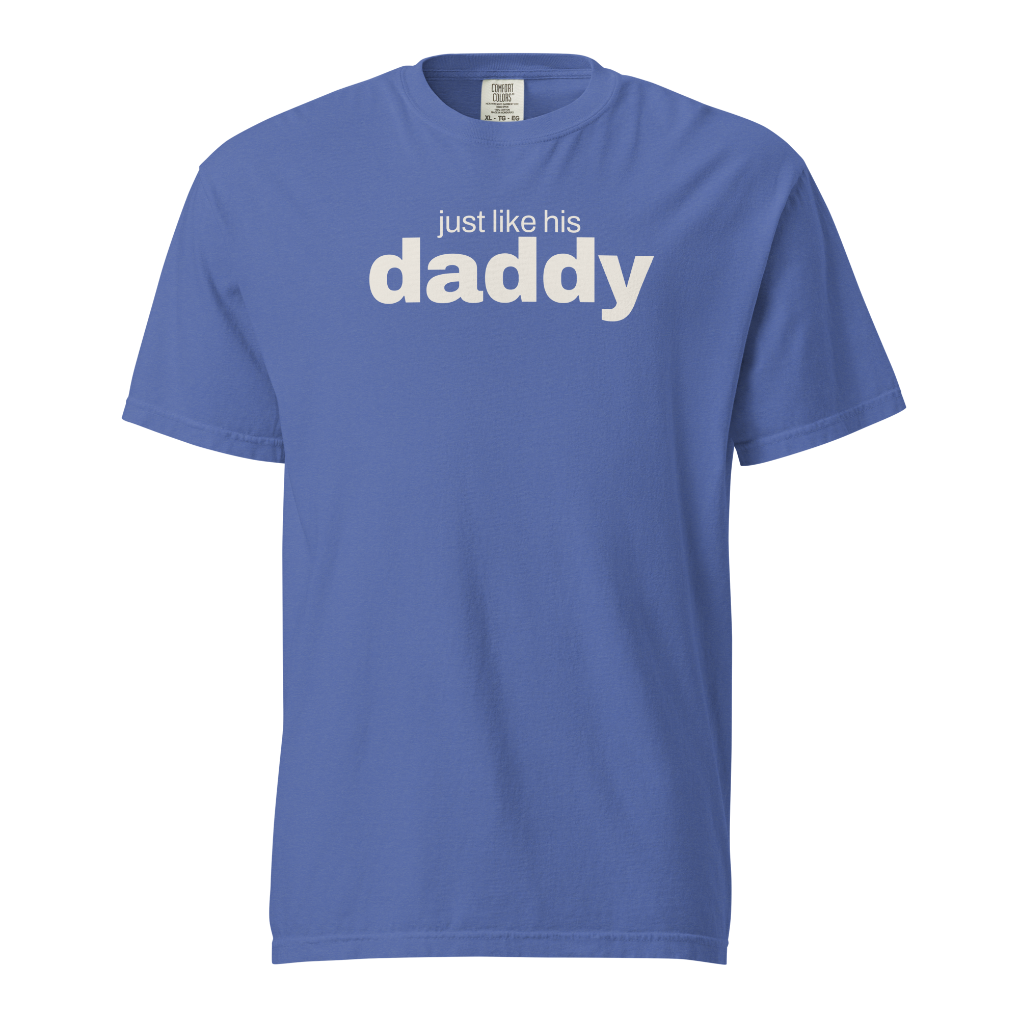 just like his daddy, mystic blue garment-dyed heavyweight bbq shirt from bbq blvd