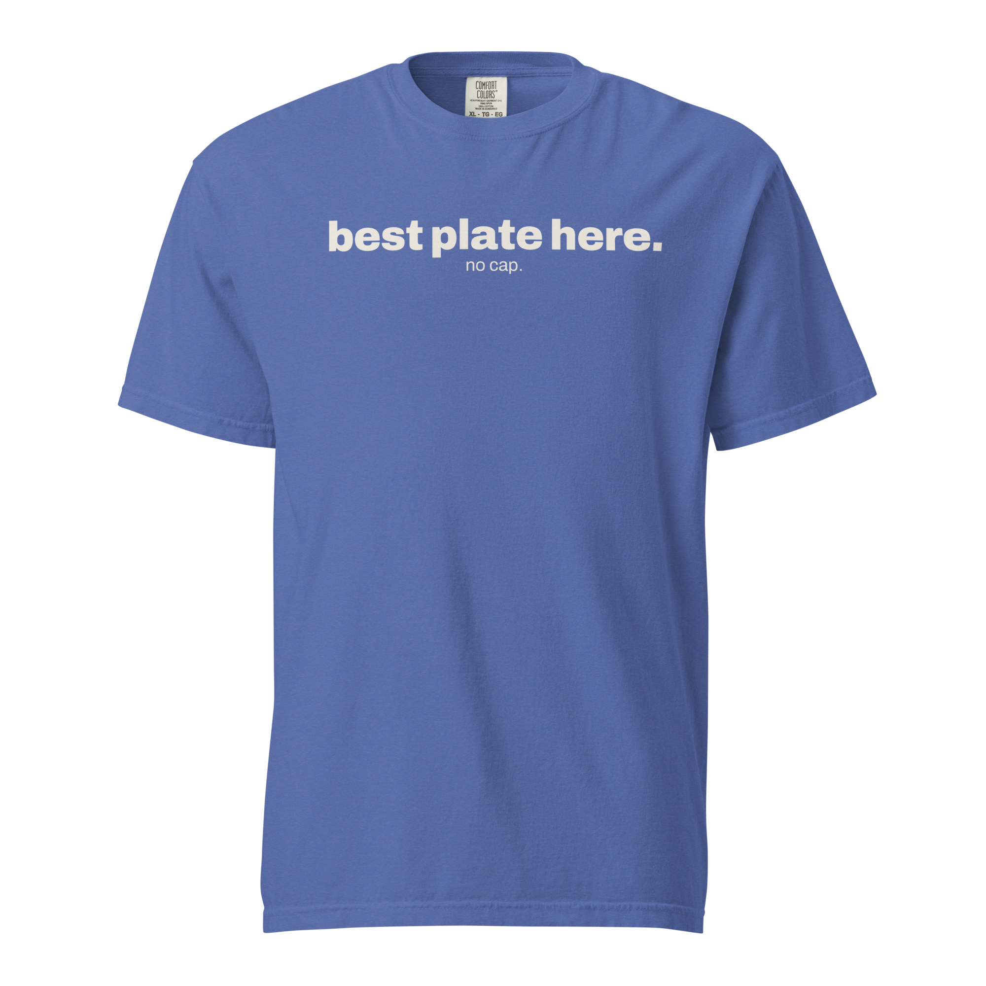 best plate here no cap, mystic blue garment-dyed heavyweight bbq shirt from bbq blvd