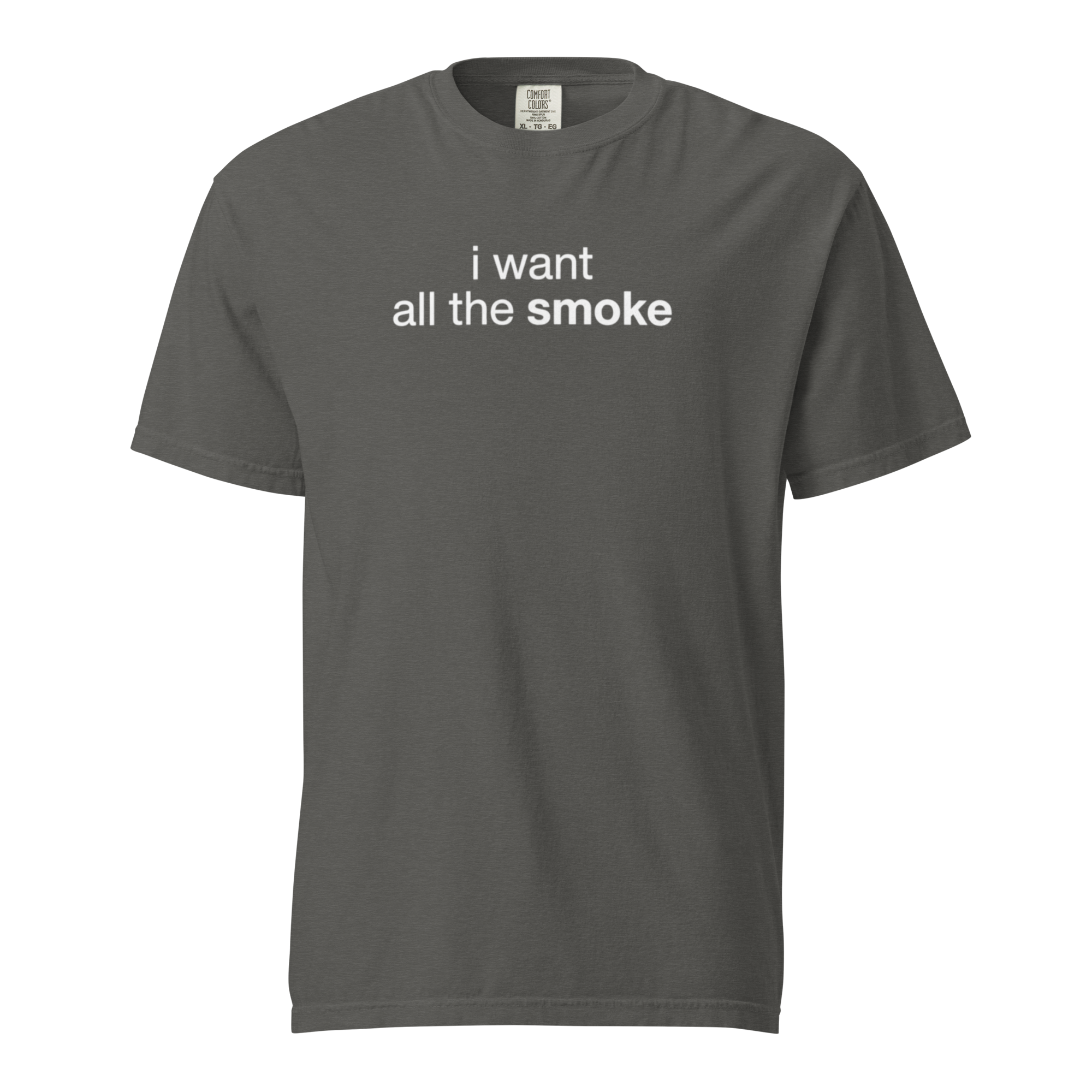 i want all the smoke, pepper garment-dyed heavyweight bbq shirt from bbq blvd