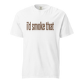 i'd smoke that, white garment-dyed heavyweight bbq shirt from bbq blvd