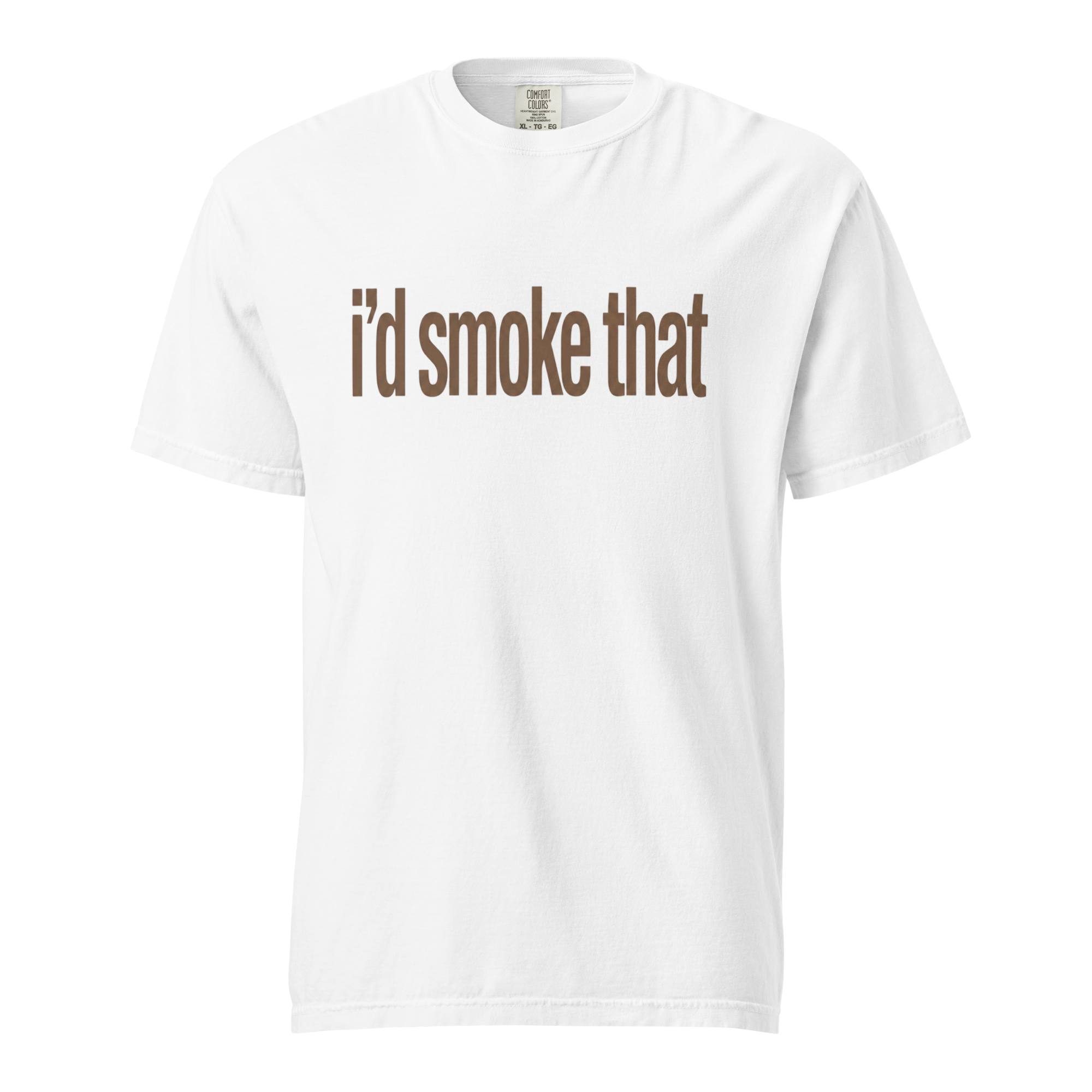 i'd smoke that, white garment-dyed heavyweight bbq shirt from bbq blvd