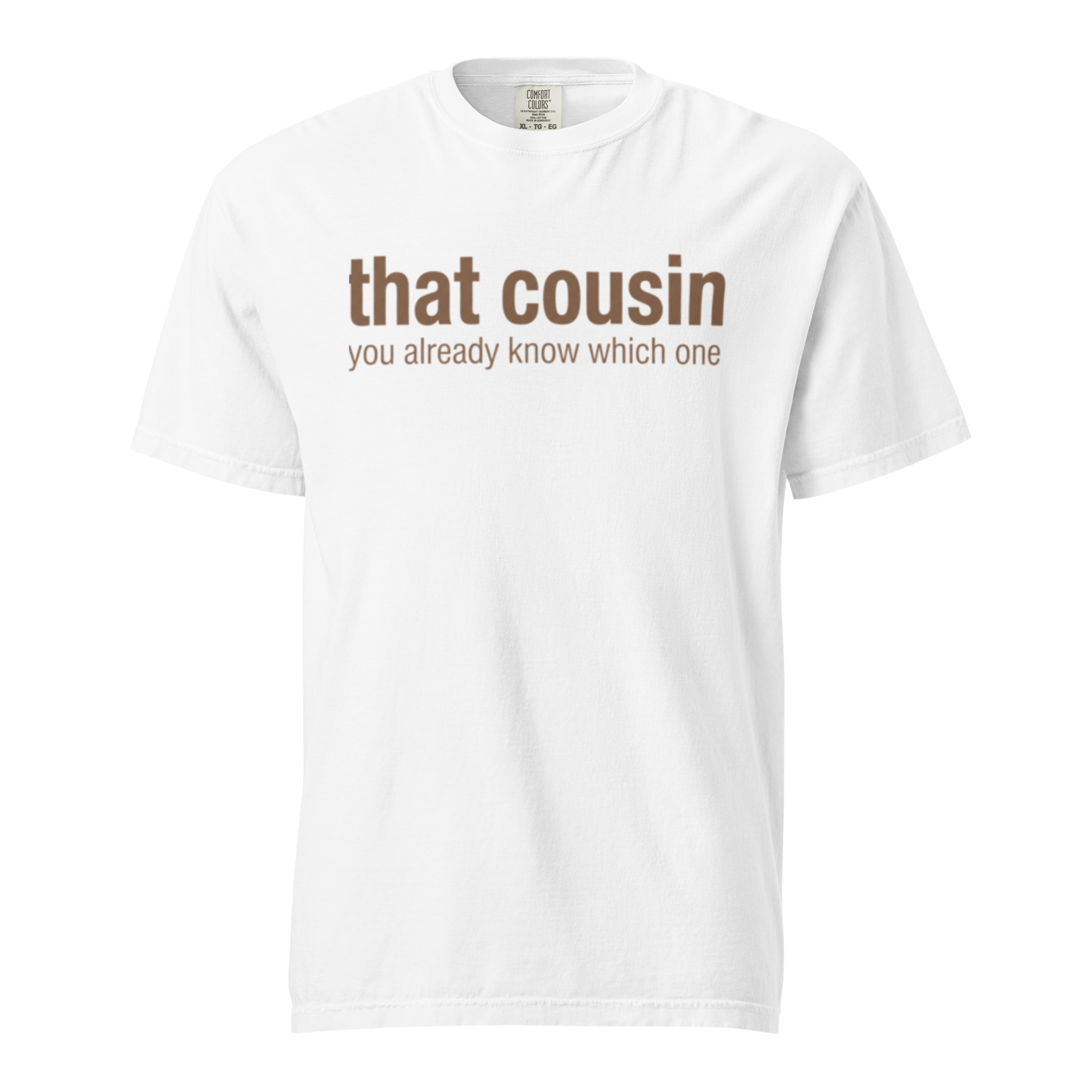 that cousin, white garment-dyed heavyweight bbq shirt from bbq blvd