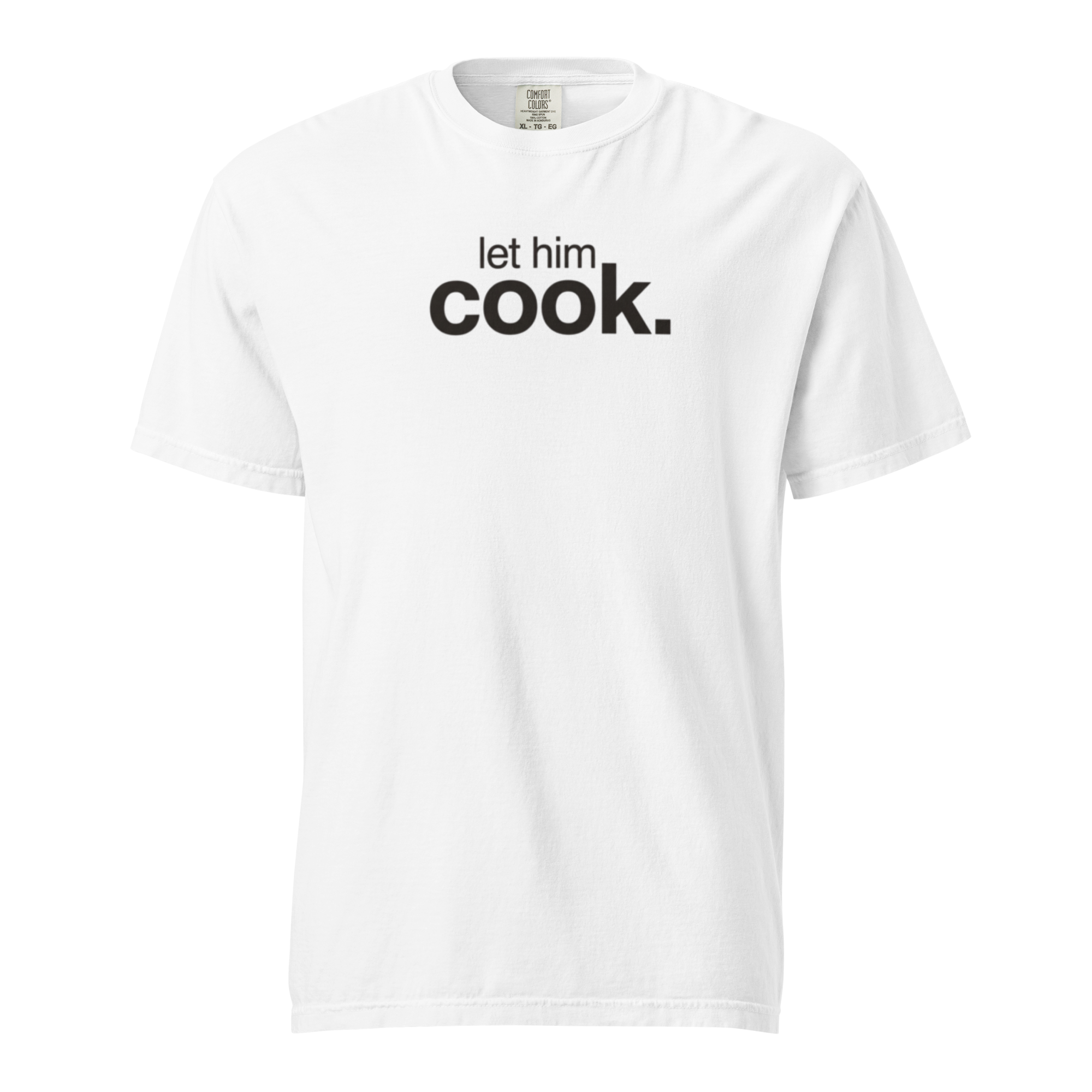 let him cook (couples), white garment-dyed heavyweight bbq shirt from bbq blvd