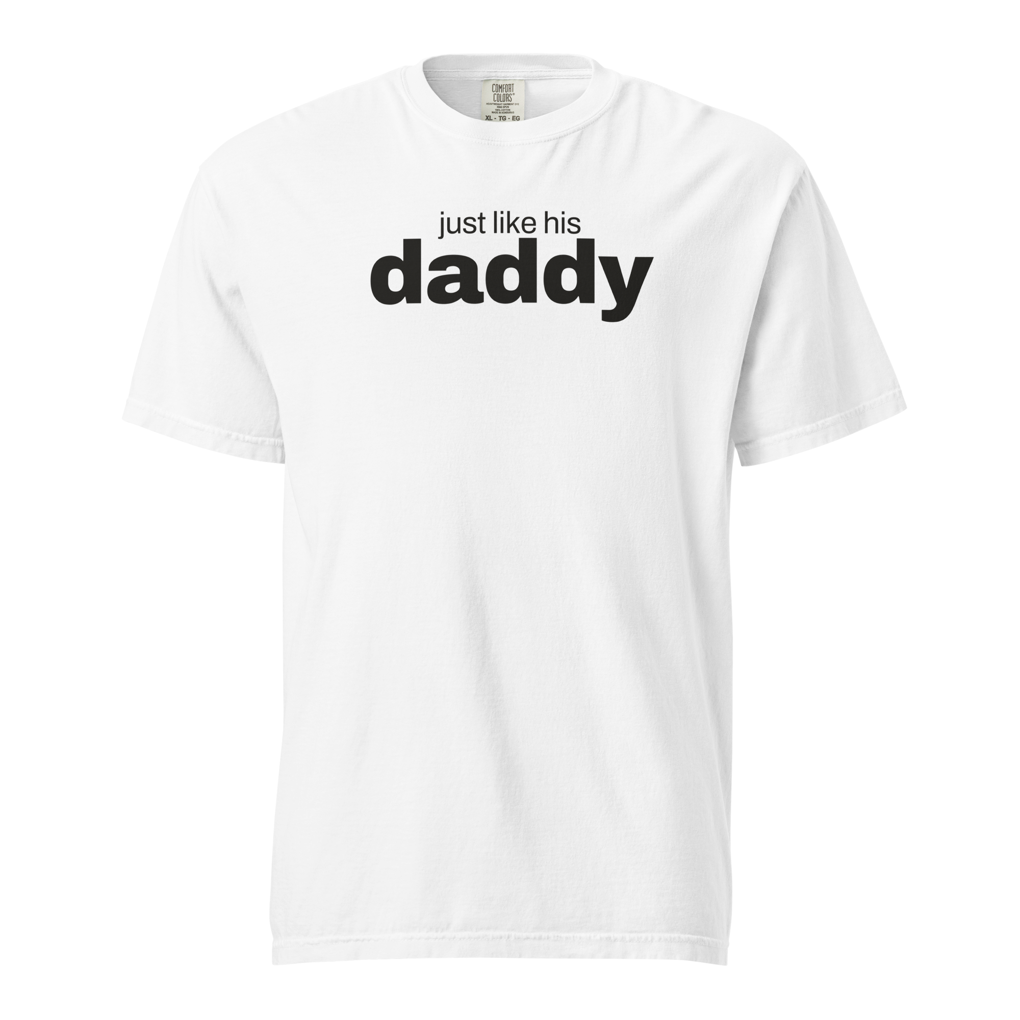 just like his daddy, white garment-dyed heavyweight bbq shirt from bbq blvd