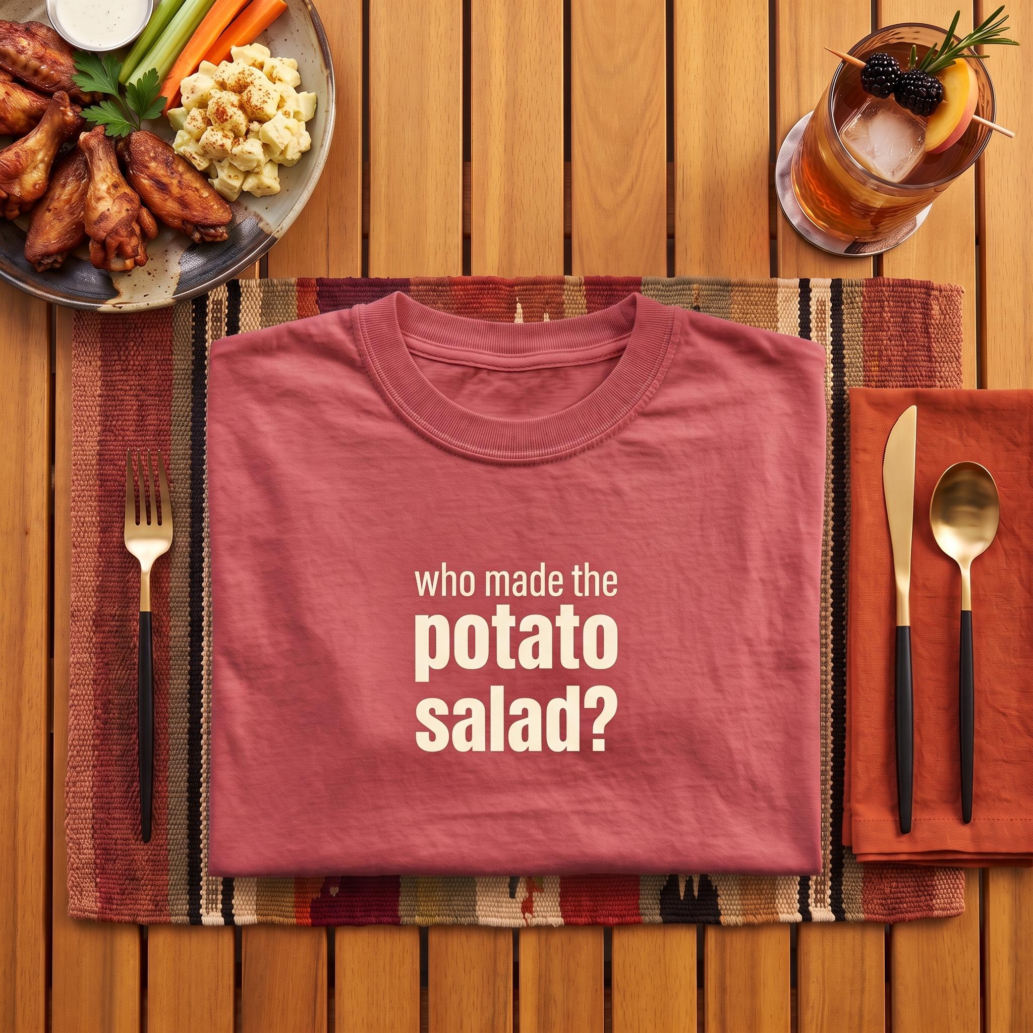 who made the potato salad?, garment-dyed heavyweight bbq shirt from bbq blvd